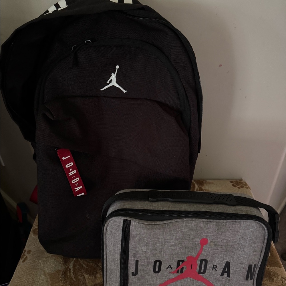 Jordan Black and Gray Backpack with Lunch Bag
